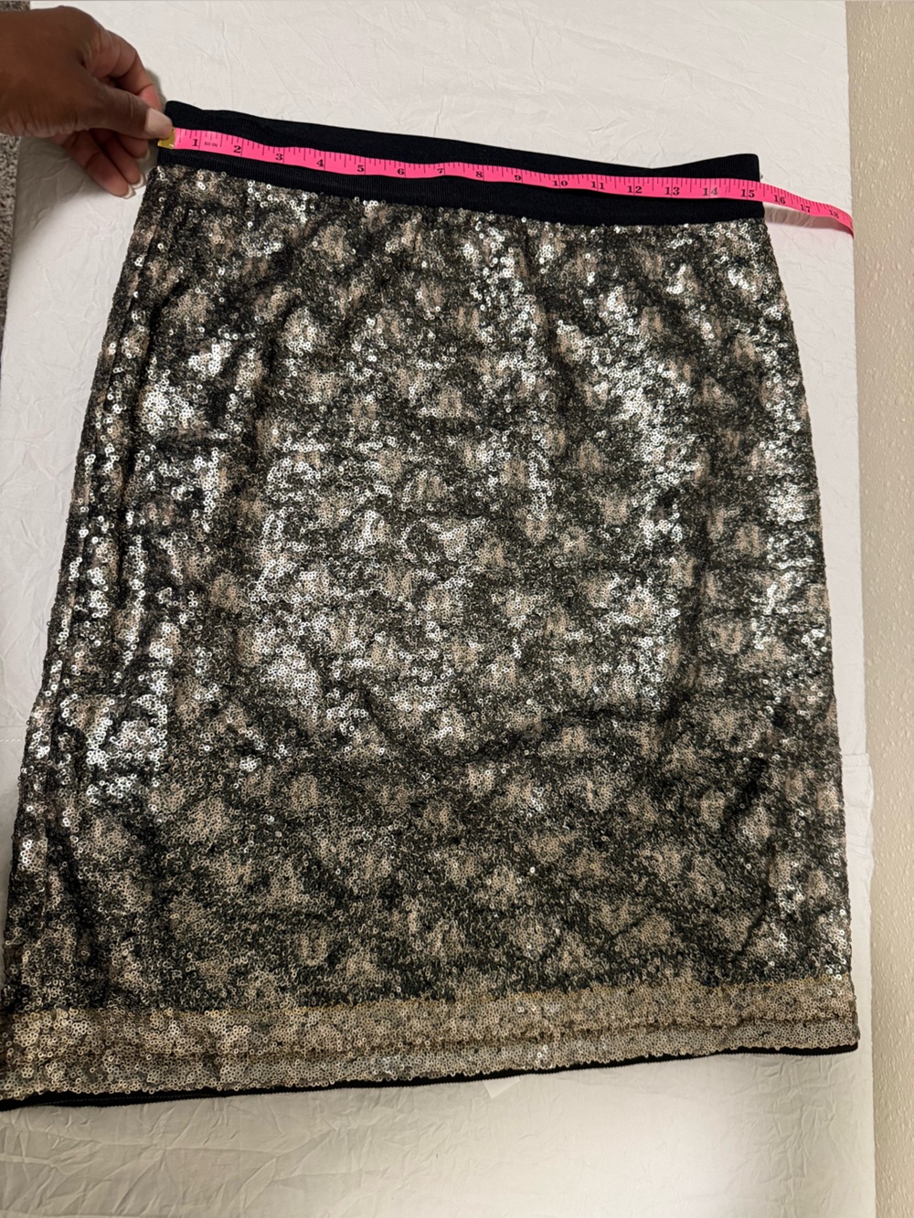 Luisa Cerano Bronze Black Sequin Pencil Skirt Party Evening Size 10